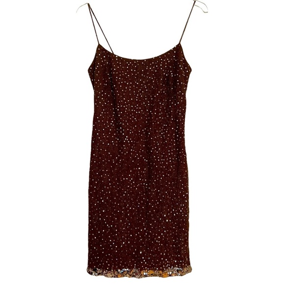 Nicole Miller Collection. Cocktail Dress Chocolate Brown Embellished Size Medium - Picture 6 of 6